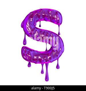 Purple dripping slime halloween capital letter S Stock Photo