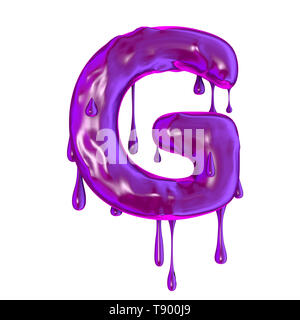 Purple dripping slime halloween capital letter G Stock Photo