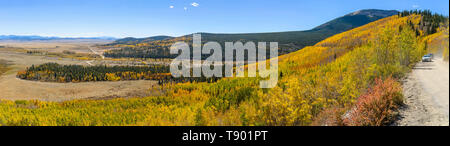 Autumn at South Park - A panoramic autumn overview of south park, looking from Boreas Pass, Como, Colorado, USA. Stock Photo