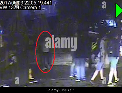 BEST QUALITY AVAILABLE Screengrab taken from CCTV dated 03/06/17 issued by the Metropolitan Police of James McMullan at top of steps to Green Dragon Court. An inquest at the Old Bailey head that the 32 year old entrepreneur James McMullan, 32, had been out with friends in the Barrowboy and Banker pub watching football on the evening of June 3 2017 when the London Bridge terrorist attack happened. Stock Photo