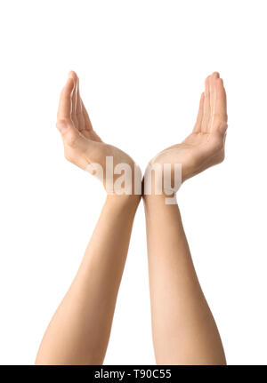 Female hands on white background Stock Photo