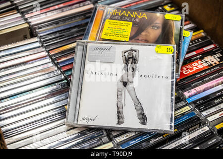 Nadarzyn, Poland, May 11, 2019: Christina Aguilera CD album Stripped 2002 on display for sale, famous American singer, songwriter, collection of CDs Stock Photo