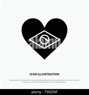 Heart, Brazil, Flag, Love Solid Black Glyph Icon Stock Vector