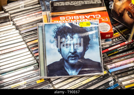 Nadarzyn, Poland, May 11, 2019: Simply Red BLUE CD album on display for sale, famous British soul and pop band, lead singer Mick Hucknall, collection Stock Photo