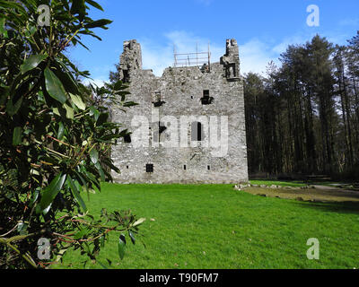 Sorbie Tower, (Fortified Tower House - ancient seat of the Clan Hannay) - at Sorbie, Wigtownshire,Dumfries and Galloway, Scotland.  Believed to be built by  Patrick Hannay, poet and courtier at the court of James VI. Ir was later owned by the Earl of Galloway -2019 photo Stock Photo