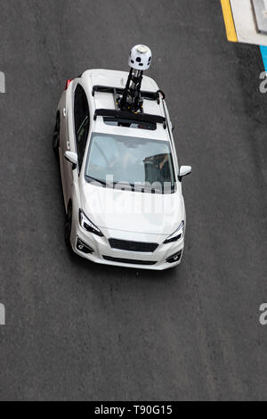 vehicle equiped with a 3d camera for mapping  or street view car   for creating self-driving car map Stock Photo