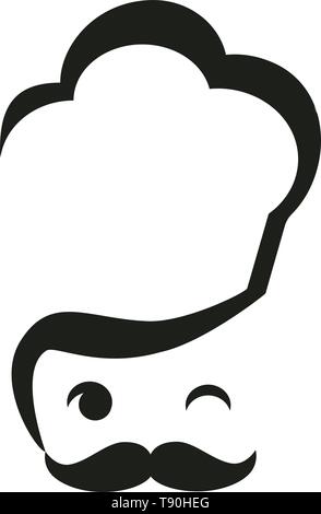 Chef with cook hat icon logo vector. Minimalistic modern design. Stock Vector