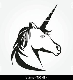 Unicorn head icon vector. Stylized unicorn portrait emblem illustration. Stock Vector