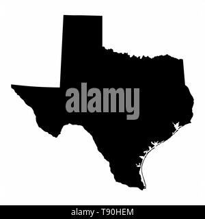 Texas map dark silhouette isolated on white background Stock Vector