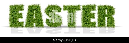 Easter green grass sign Vector realistic. Isolated on white background. Holiday symbol. Banner or label template Stock Vector