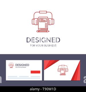 Creative Business Card and Logo template Music, Audio, Headphone, Book Vector Illustration Stock Vector