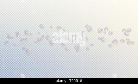 Colorful soap bubbles. Vector illustration with transparent background. Stock Vector