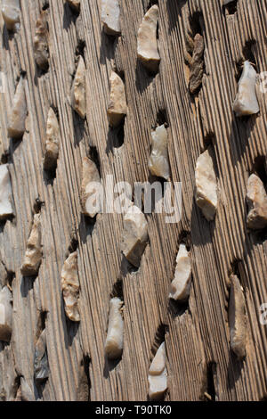 An old traditional threshing sled in the view Stock Photo