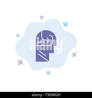 Learning, Skill, Mind, Head Blue Icon on Abstract Cloud Background Stock Vector
