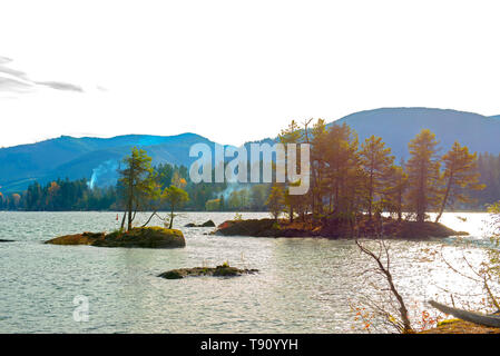 View of Gordon Bay Park in Cowichan Lake during the fall, taken on Vancouver Island, canada Stock Photo