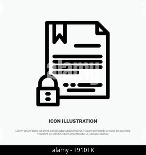 Electronic Signature, Contract, Digital, Document, Internet Line Icon Vector Stock Vector