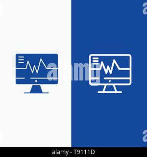Heart Beat Science Line And Glyph Solid Icon Blue Banner Line