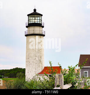 Highland Lighthouse aka Cape Cod Light, the oldest light house on Cape Cod, North Truro, Massachusetts, USA, still an active aid to navigation Stock Photo
