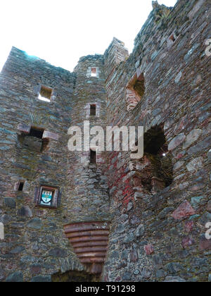 Sorbie Tower, (Fortified Tower House - ancient seat of the Clan Hannay) - at Sorbie, Wigtownshire,Dumfries and Galloway, Scotland.  Believed to be built by  Patrick Hannay, poet and courtier at the court of James VI. Ir was later owned by the Earl of Galloway -2019 photo Stock Photo