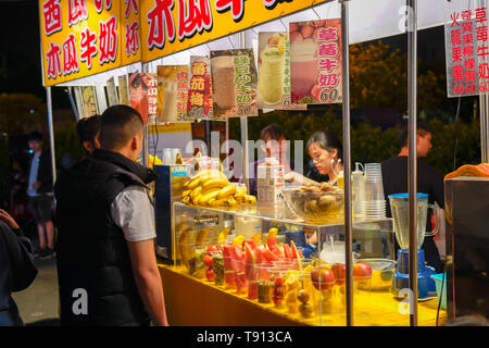 Tainan Flower Night Market or Garden Night Market, is a tourism night market in North District, Tainan, Taiwan. Stock Photo