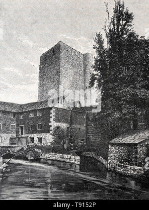 Illustration Depicting St George's Tower at Oxford Castle from photograph by Taunt & Co -Served as a Prison for 800 years King Charles I was a prisone Stock Photo