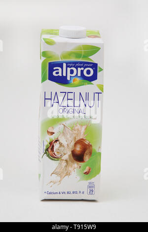 Vegan Alpro Hazelnut Lactose Free Milk Alternative Stock Photo