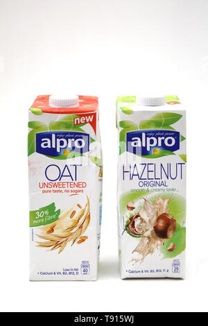 Vegan Alpro Oat And Hazelnut Lactose Free Milk Alternative Stock Photo