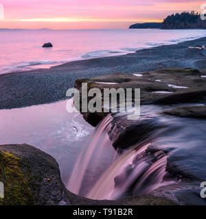 Sandcut beach and waterfall in the morning, Sooke,Vancouver Island ...