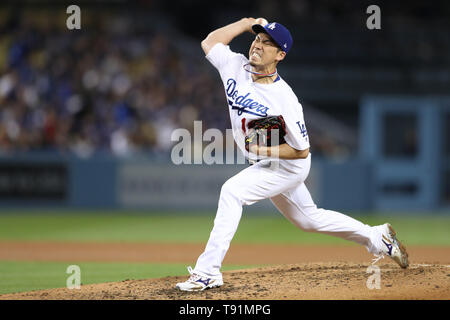 Los Angeles, CA, USA. 15th May, 2019. Los Angeles Dodgers starting pitcher Kenta Maeda (18) makes the start for the Dodgers during the game between the San Diego Padres and the Los Angeles Dodgers at Dodger Stadium in Los Angeles, CA. (Photo by Peter Joneleit) Credit: csm/Alamy Live News Stock Photo