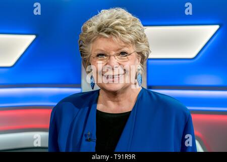 Berlin, Deutschland. 15th May, 2019. 15.05.2019, Viviane Reding, former EU Commissioner and Vice-President of the European Commission in the TV studio at Maischberger's Studio Adlershof in Berlin. Portrait of the politician | usage worldwide Credit: dpa/Alamy Live News Stock Photo
