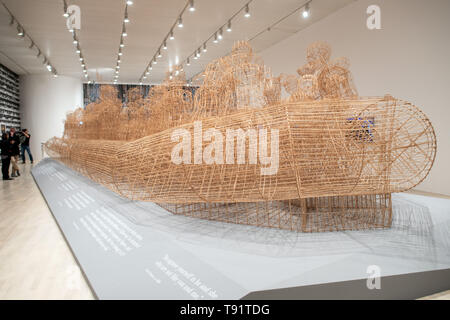 Duesseldorf, Germany. 16th May, 2019. Visitors stand next to the artwork 'Life Cycle' by the Chinese artist Ai Weiwei from 2018 in the Kunstsammlung Nordrhein-Westfalen. 'Everything is art. Everything is politics' is how Ai characterizes his way of working. This is also the leitmotif of his largest exhibition to date in Europe, which the Kunstsammlung will be showing from 18 May to 1 September 2019. Credit: Federico Gambarini/dpa/Alamy Live News Stock Photo