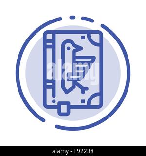 Book, Codex, Constitution, Declaration, Edict Blue Dotted Line Line Icon Stock Vector