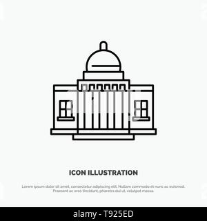 Whitehouse, America, White, House, Architecture, Building, Place Line Icon Vector Stock Vector