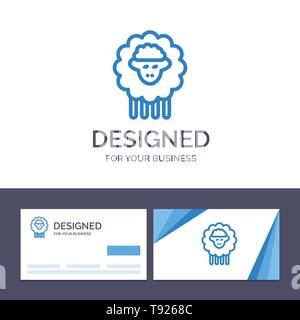 Creative Business Card and Logo template Mutton, Ram, Sheep, Spring Vector Illustration Stock Vector