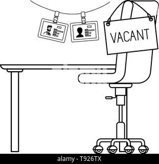 chair with vacant poster hanging in the office Stock Vector