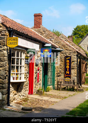 The Village store,  Post Office and Chemists shop at the Ryedale Folk Museum in Hutton le Hole North Yorkshire England UK Stock Photo