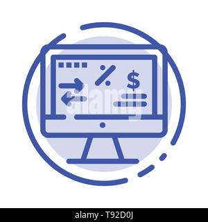 Tax Regulation, Finance, Income, Computer Blue Dotted Line Line Icon Stock Vector