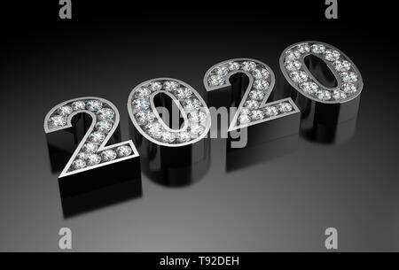 New Year Date With Diamonds 2020 Stock Photo