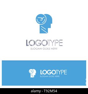 Activity, Brain, Faster, Human, Speed Blue Solid Logo with place for tagline Stock Vector