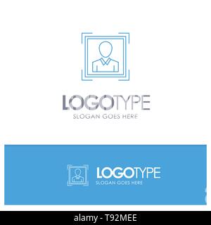 User, User ID, Id, Profile Image Blue outLine Logo with place for tagline Stock Vector