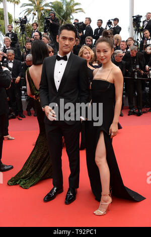 May 15, 2019 - Cannes, France - CANNES, FRANCE - MAY 15: Guests display placards reading ''Stop Bombing Hospitals'' as they arrive for the screening of the film ''Les Miserables'' at the 72nd edition of the Cannes Film Festival in Cannes, southern France, on May 15, 2019. (Credit Image: © Frederick InjimbertZUMA Wire) Stock Photo