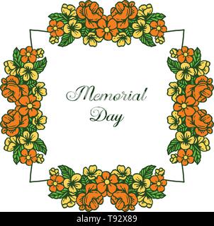 Vector illustration decorative card of memorial day with pattern colorful wreath frames hand drawn Stock Vector