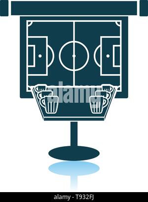 Sport Bar Table With Mugs Of Beer. Thin Line With Blue Fill Design ...