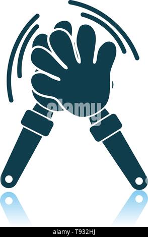 Football fans clap hand toy icon. Black background with white. Vector ...
