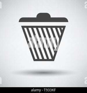 Trash Icon. Dark Gray on Gray Background With Round Shadow. Vector Illustration. Stock Vector