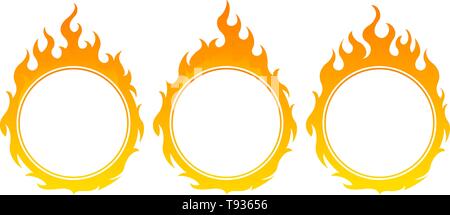 Round fire frame. Design element Stock Vector