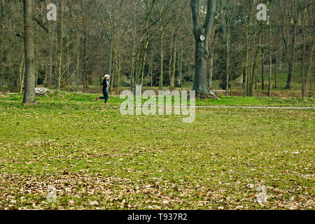 woman running in a natural surrounds Stock Photo