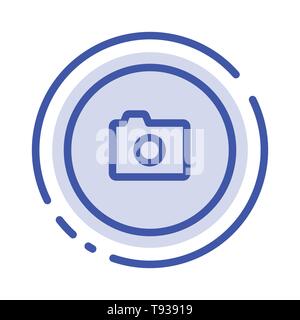 Camera, Image, Basic, Ui Blue Dotted Line Line Icon Stock Vector