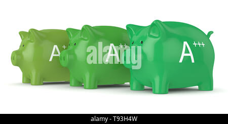 3d render of coloured piggy banks isolated over white background ...
