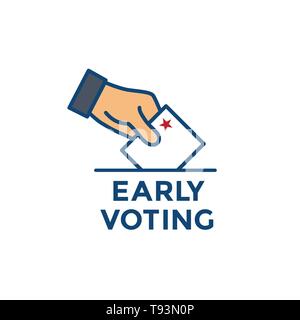 Early Voting Icon with Vote, Icon, & Patriotic Symbolism and Colors Stock Vector